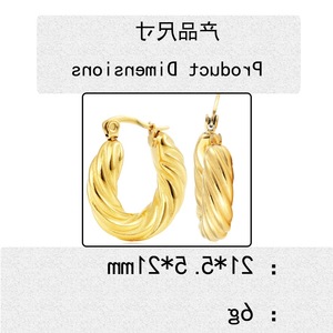 Yunnique Boucles d'oreilles créoles plaquées or 18 carats en acier titane, bijoux de fête géométriques ronds - Product Image 2
