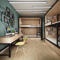 Tempat tidur susun dua dek, baja tugas berat dengan rel keselamatan furnitur sekolah asrama untuk siswa