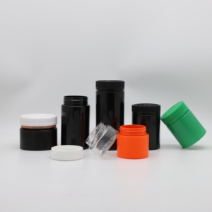Envases Cosméticos ecológicos Tarro de crema de plástico verde negro transparente de boca ancha con tapa resistente a los niños - Product Image 4