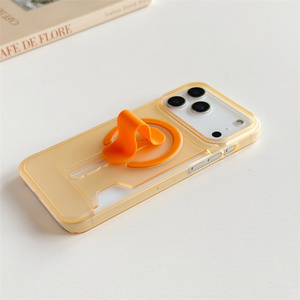 เคสโทรศัพท์มือถือแบบใสกึ่งด้าน พร้อมที่ใส่บัตรแม่เหล็ก สำหรับ iPhone 17 Air 16 15 Pro Max  พร้อมขาตั้งยืดหยุ่น ช่องใส่บัตร และห่วงคล้องนิ้ว - Product Image 5
