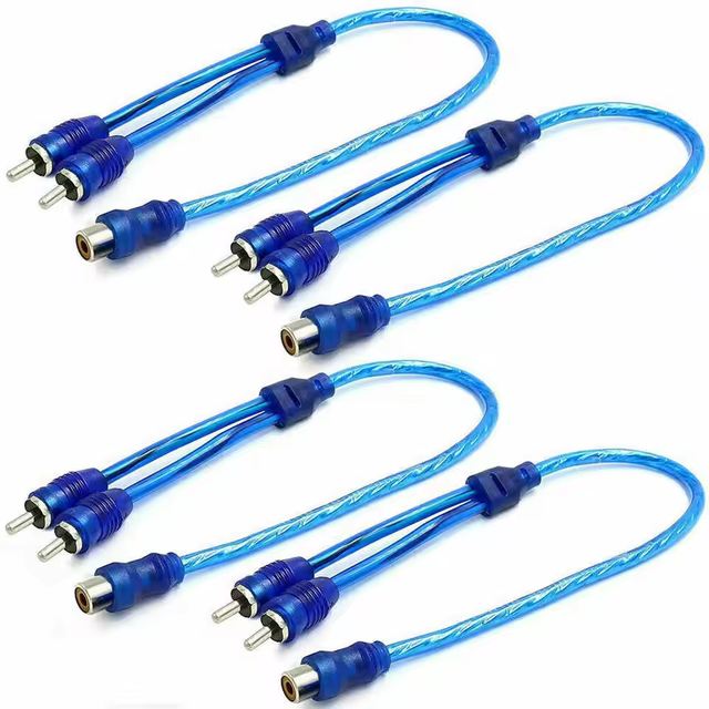 Car Rca Cable Audio Shielded 1 Female to 2 Male Y Splitter 3.5mm RCA Cable Adapter for Audio & Video