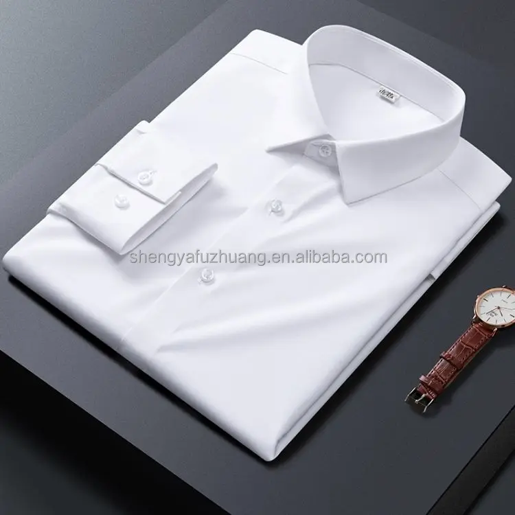 Wholesale Custom Cotton Casual Shirt Stand-up Collar Long Sleeve Men's Shirts Formal Office Dress Shirts for Men
