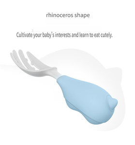 Cucharas de alimentación para bebés para entrenamiento sensorial de alimentos complementarios Juego de colador de silicona de grado alimenticio Patrón de animales Cuchara de diseño lindo - Product Image 6