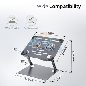 Giá đỡ máy tính để bàn cho <span class=keywords><strong>laptop</strong></span> có quạt làm mát, giá đỡ máy tính xách tay, giá làm mát có thể thu gọn, giá đỡ có thể điều chỉnh - Product Image 4