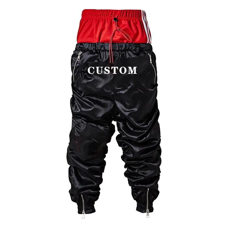 custom mens clothing sweat street wear straight leg sweatpants men cargo jogging joggers sport black windbreaker pants