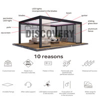 Pergola bioclimatique au design moderne 3x3-6x4m, auvent extérieur en aluminium, fixation murale, couverture à lames étanches, pergola gazebo