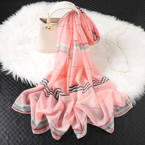 Verano y primavera largo hueco encaje corte <span class=keywords><strong>flores</strong></span> nuevo chal niñas organza bufanda de seda - Product Image 1