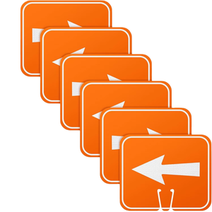 Panneaux de signalisation routière en PVC solide, flèches de circulation orange, 10,4 x 12,6 pouces, haute visibilité, imperméables, durables, pour travaux routiers - Product Image 1