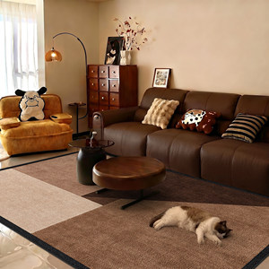 Jinlin Vintage Style Area Rug Geometric Pattern 8mm-10mm Loop Velvet Washable Living Room Full Coverage Sofa Coffee Table Rug - Product Image 3