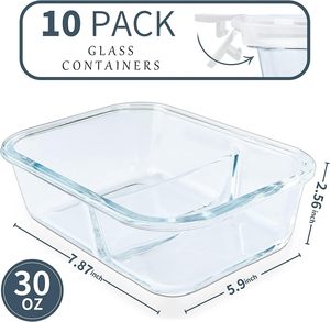 Conteneur de stockage alimentaire en verre, compatible micro-ondes, transparent, moderne, pour la rentrée scolaire, conteneur de cuisine - Product Image 2