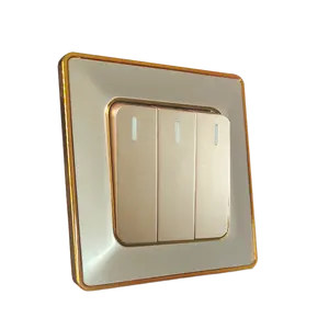 VBQN PC 3gang1way Switch Electrical Wall Switch Luxury Gold Onoff Control For Light