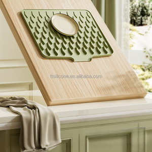 Modern Silicone Placemat Tray Heat-Resistant Non-Slip Kitchen Drain Dish Foldable Glass <b>Table</b> <b>Mats</b> for Quick Drain Dry - Product Image 3