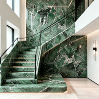 Marbre vert naturel d'Amazonie de luxe, adapté aux murs d'îlots de cuisine de villas et aux sols et escaliers de halls d'hôtels