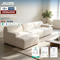 Rahmenloses PU L-förmiges Modulares Sofa Hochdichter Schaumstoff Vakuumverpackt Rutschfest Keine Montage Erforderlich Modern