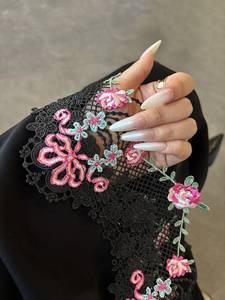 Abaya Modesta al por Mayor, Bordado Floral Colorido, Manga Larga, Túnica Islámica, Vestido Elegante Informal para Eventos Formales - Product Image 4