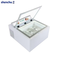Vitrine Réfrigérée Ouverte pour Gelato à Refroidissement Direct, Présentoir de Comptoir pour Crèmes Glacées, Idéal pour les Boutiques de Desserts et de Bubble Tea