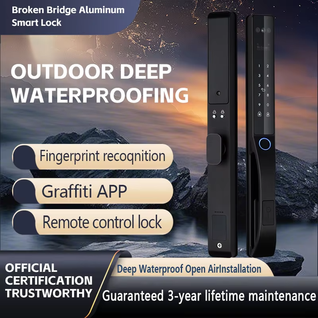 New Style Aluminum TUYA Smart Lock Waterproof Face Recognition Sliding Door Smart Digital Access  Outdoor Electronic Smart Lock