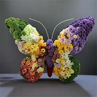 Arche de mariage géante en métal en forme de papillon pour toile de fond, avec fleurs réalistes faites à la main pour la décoration de cérémonie d'anniversaire