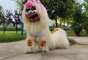 Danza del Leone Tradizionale di Alta Qualità, Leone Bianco Sorridente in Pelo di <span class=keywords><strong>Yak</strong></span>, per Due Persone, Spettacolo di Capodanno per Adulti - Product Image 3