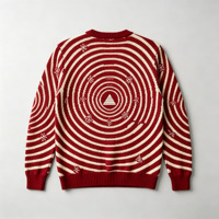 Pull en tricot rétro pour homme, motif spirale rayé jacquard, motif géométrique d'éléphant, col rond, pull tendance