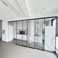 Porte coulissante minimaliste en alliage d'aluminium sur mesure, isolation acoustique, verre trempé, étanche, pour usage intérieur, balcon, cuisine