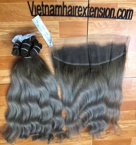 Lots de Cheveux Humains Vierges Bruts Vietnamiens en Gros, Ondulés, avec Frontal en Dentelle HD, Extensions de Cheveux Noirs Naturels - Product Image 4