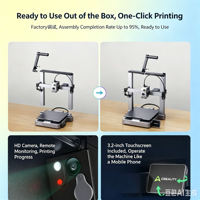 Imprimante 3D CREALITY Hi Combo multicolore FDM de bureau haute vitesse avec nivellement automatique, prête à l'emploi