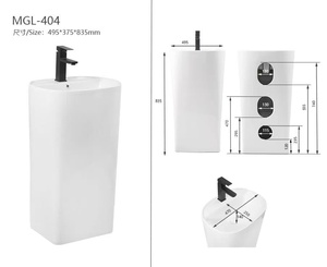 Lavabo <span class=keywords><strong>colonne</strong></span> autoportant moderne à bords arrondis en céramique blanc brillant pour <span class=keywords><strong>salle</strong></span> <span class=keywords><strong>de</strong></span> <span class=keywords><strong>bain</strong></span> – Grande réduction - Product Image 5