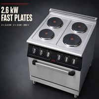 Cuisinière électrique professionnelle JUSTA en acier inoxydable à 4 plaques avec four électrique et composants de base importés pour la cuisine commerciale