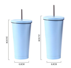 Vaso aislado reutilizable con pajita y tapa Tazas de <span class=keywords><strong>café</strong></span> de acero inoxidable 17oz/500ml/750ml Taza de viaje al vacío para <span class=keywords><strong>café</strong></span> frío y caliente - Product Image 6