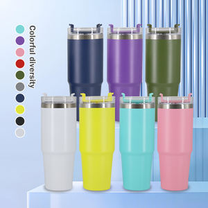 Gobelets isothermes 30oz bleus en acier inoxydable avec paille, logo gravé au laser personnalisé, tasse de voyage OEM, tasse Simple et Moderne - Product Image 3