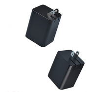 Bloc chargeur USB C GaN 65W avec câble rétractable Type C, double port, adaptateur de charge rapide pour iPhone et ordinateur portable, protection OTP OVP OCP