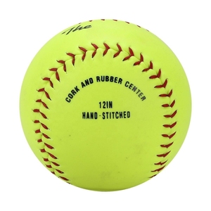 Pelotas de Softbol Weston S300 de 12 Pulgadas en Cuero Sintético Amarillo con Centro de Corcho y Goma para Práctica - Product Image 3