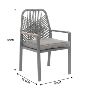 Silla <span class=keywords><strong>de</strong></span> Comedor Moderna <span class=keywords><strong>para</strong></span> Exteriores, Silla <span class=keywords><strong>de</strong></span> Ratán Tejido con Estructura <span class=keywords><strong>de</strong></span> Acero y Reposabrazos con Aspecto <span class=keywords><strong>de</strong></span> Madera Termotransferida <span class=keywords><strong>para</strong></span> Jardín o Restaurante - Product Image 6