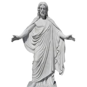 Estatua de Jesús del Sagrado Corazón de mármol blanco tallada a mano, decoración religiosa pulida para decoración de <span class=keywords><strong>altar</strong></span> e iglesia del hogar - Product Image 1