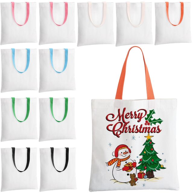 Promotional Personalized Christmas Cotton Canvas Bags Reusable Shopping Cotton Tote Bags With Custom Printed Logo