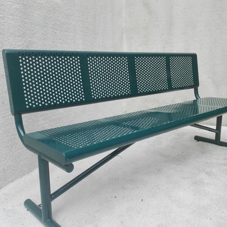 6 Ft Steel Park Bench - Outdoor Garden Bench With Expanded Metal Mesh, Heavy Duty For Patio, Lawn, Commercial Use
