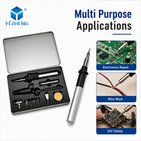 YZ-212 Aluminium dan Kuningan Adjustable 4 in 1 Solder Gas Butana Tanpa Kabel, Alat Las Mikro, Obor Solder, Heat Gun, Kit Besi Solder