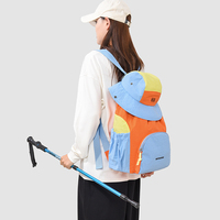 Sac à dos de sport décontracté grande capacité, sac à dos tendance aux couleurs contrastées, sac à dos assorti à un chapeau, sac à dos de voyage imperméable