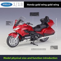 WELLY 1:18 2020 Moto de tourisme argentée en métal moulé sous pression, modèle en alliage, style Honda Gold Wing, collection, vente en gros