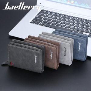 กระเป๋าสตางค์แบบสั้นสำหรับผู้ชาย Baellerry สีเทา กระเป๋าสตางค์แนวตั้งแบบมีซิปใส่บัตรได้หลายใบ ใช้ได้ทุกวัน - Product Image 4