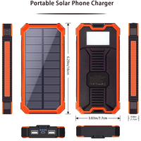 10000mAh étanche téléphone intelligent Portable chargeur solaire électronique batterie externe 20000mah batterie au Lithium 10W Charge téléphone portable