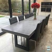 Ensemble de mobilier de jardin traditionnel en béton et ciment résistant à la corrosion, style décoratif moderne, table à manger, 6 pièces