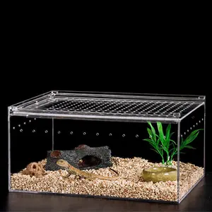 XITU Small Square Breeding Box Tarant Ant Farm Pet Cuboid Acrylic Sliding Reptile Terrarium Nest Reptile Boxes Enclosures