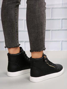 Chaussures à lacets avec semelle compensée courte, fermeture éclair, semelle imperméable, décontractée, chaudes, collection 2020 - Product Image 5