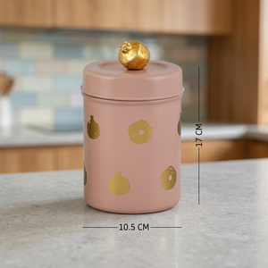 Boîte alimentaire ronde rose avec points dorés et couvercle, design moderne, en acier inoxydable - Product Image 5