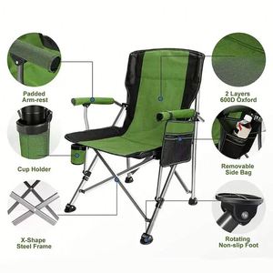 Chaise de camping pliante pour adulte, avec accoudoirs, résistante à l'eau, durable, pour la pêche, le camping, à dossier haut, de type directeur, pour l'extérieur - Product Image 3
