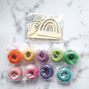 Customized Polished Eco-Friendly Folk Art <b>Wooden</b> <b>Rainbow</b> Craft Kit with Hem Rope for Kids' Educational Play Dropshipping - Product Image 4