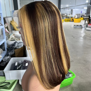 Bán Buôn Glueless Ren Phía Trước P4/27 Ngắn <span class=keywords><strong>Bob</strong></span> Đàn Piano Màu Tóc Con Người Tóc Giả 13X4 HD Ren Phía Trước Ngắn <span class=keywords><strong>Bob</strong></span> Tóc Giả Cho Phụ Nữ Da Đen - Product Image 6