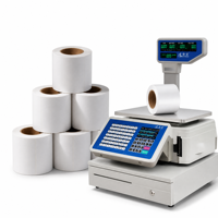 Papier d'étiquettes thermiques sans support adhésif pour balance électronique numérique, rouleau d'étiquettes thermiques sans support, autocollant de transfert thermique